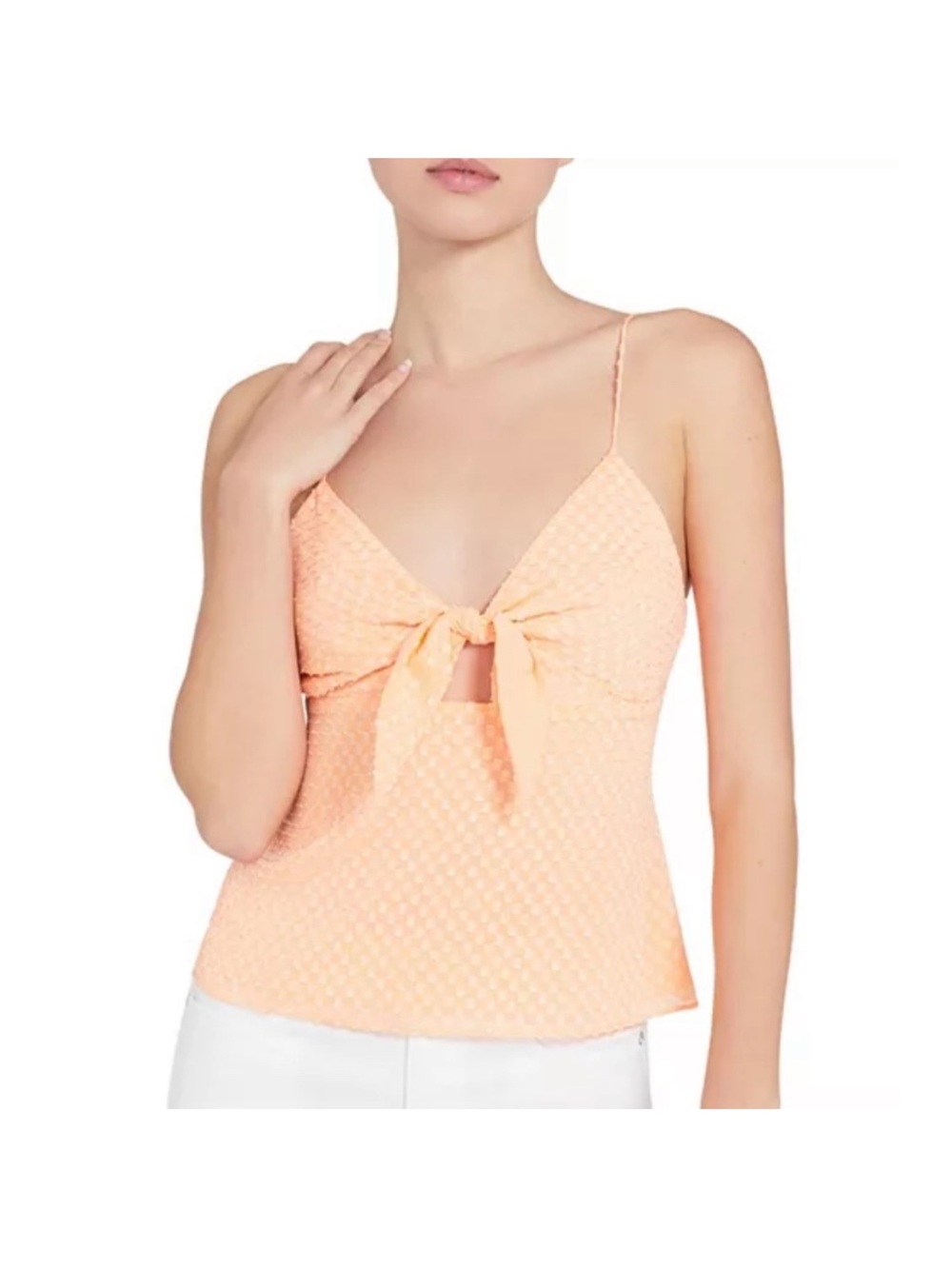 Alice + Olivia Roe tie front top in light peach - small